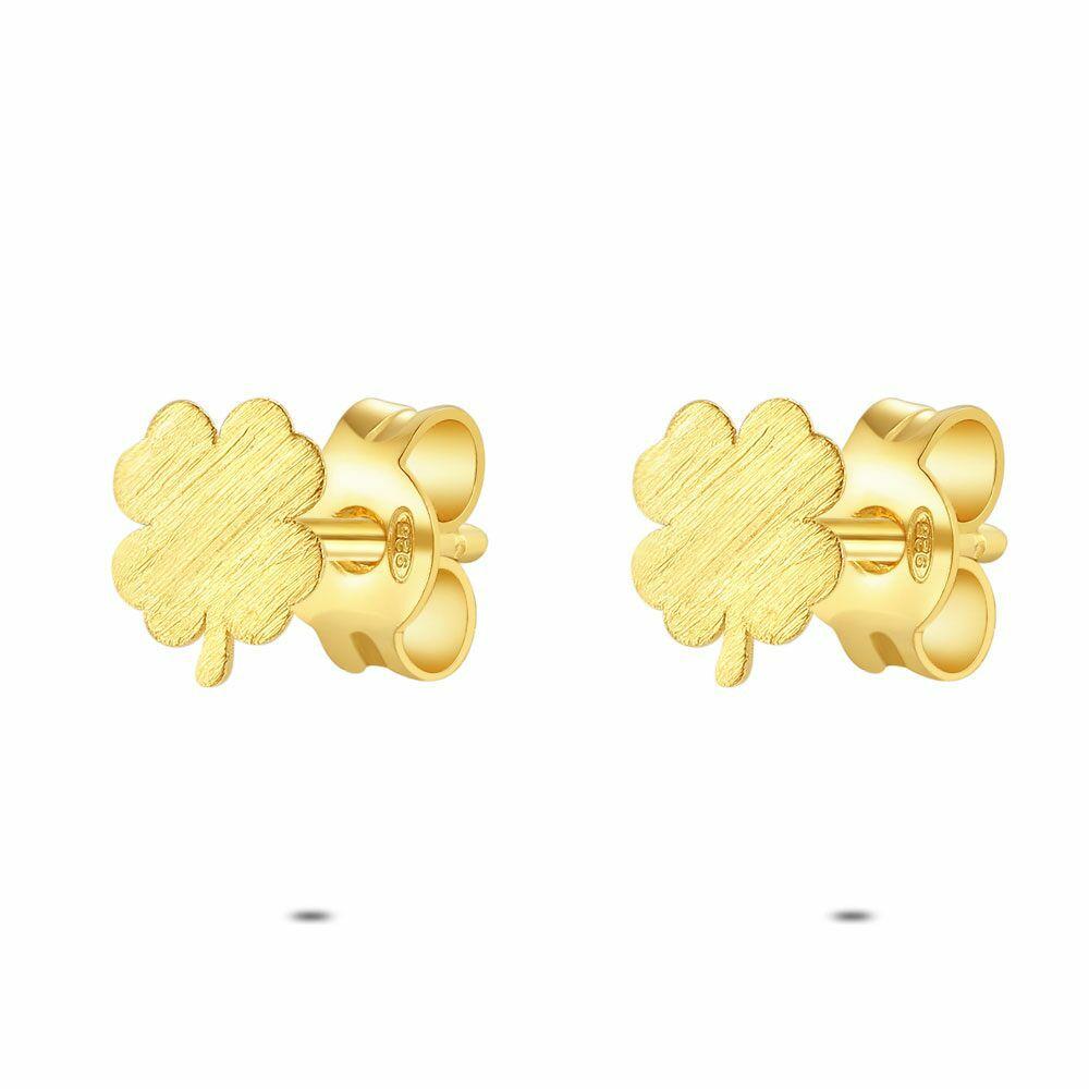 Earrings | 18Ct Gold Plated Silver Earrings, Clover Earrings Earrings