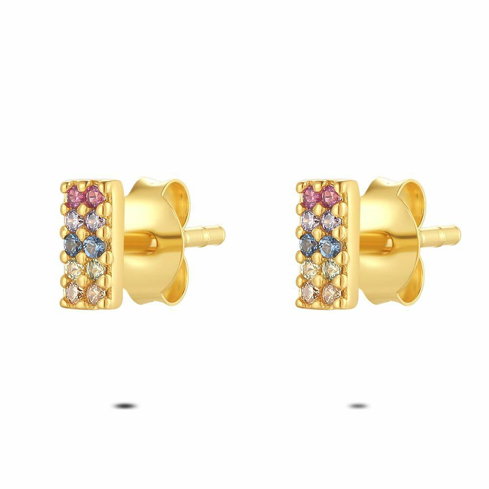 Earrings | 18Ct Gold Plated Silver Earrings, Colourful Stones Earrings Earrings