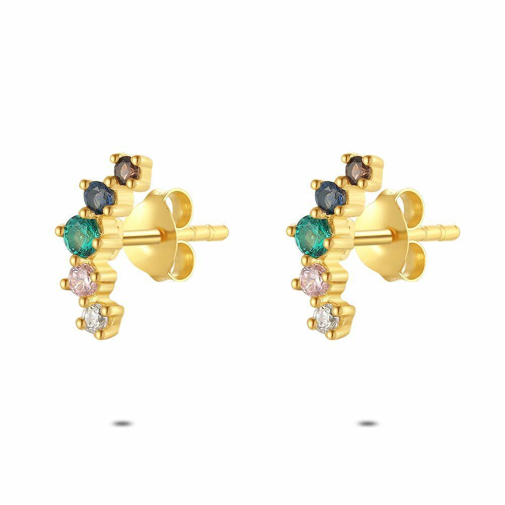 Earrings | 18Ct Gold Plated Silver Earrings, Colourful Stones Earrings Earrings