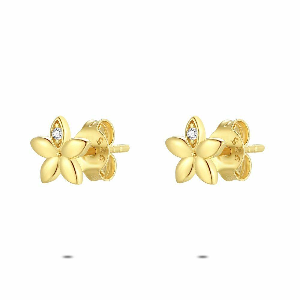 Earrings | 18Ct Gold Plated Silver Earrings, Flower Earrings Earrings