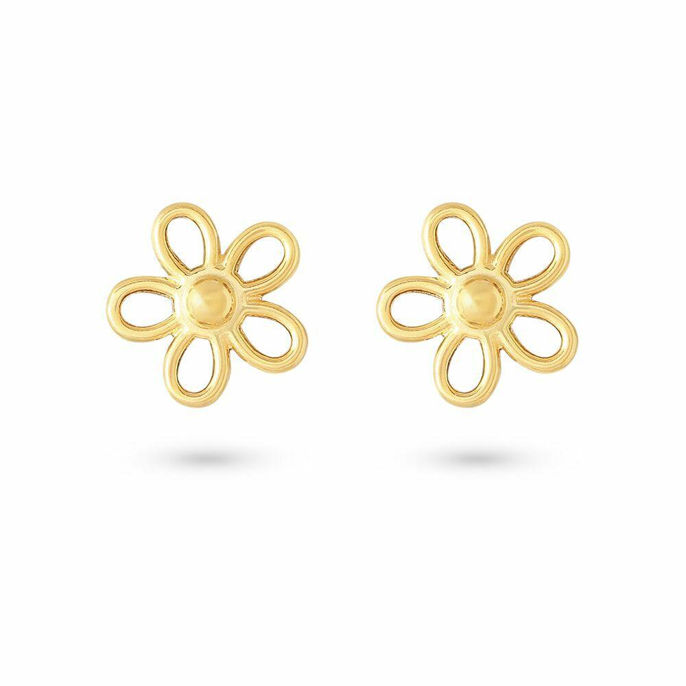 Earrings | 18Ct Gold Plated Silver Earrings, Flower Earrings Earrings