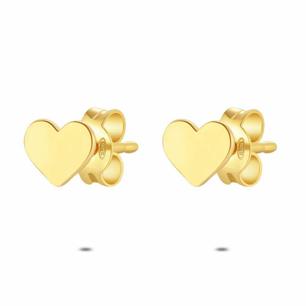 Earrings | 18Ct Gold Plated Silver Earrings, Heart Earrings Earrings