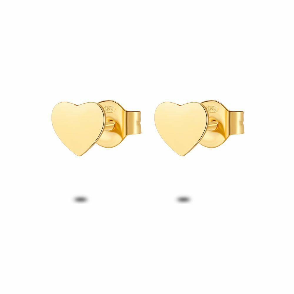 Earrings | 18Ct Gold Plated Silver Earrings, Heart, 6 Mm Earrings Earrings