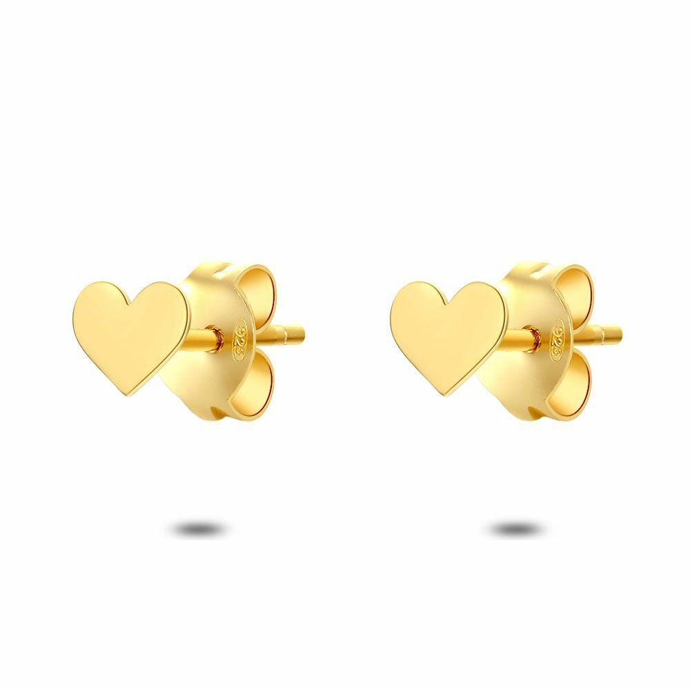 Earrings | 18Ct Gold Plated Silver Earrings, Heart Earrings Earrings