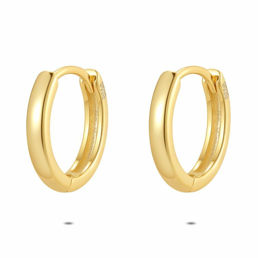 Earrings | 18Ct Gold Plated Silver Earrings, Hoop 18 Mm Earrings Earrings