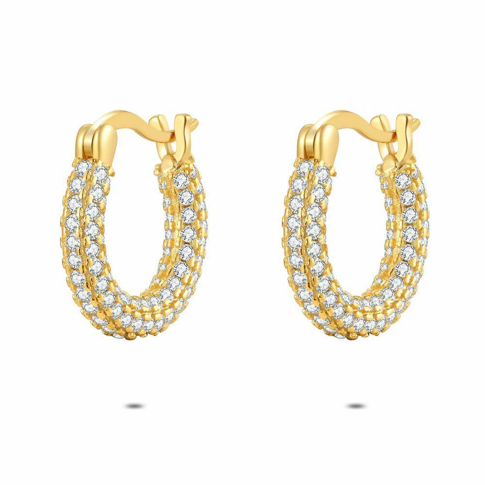 Earrings | 18Ct Gold Plated Silver Earrings, Hoop, Stones All Round Earrings Earrings