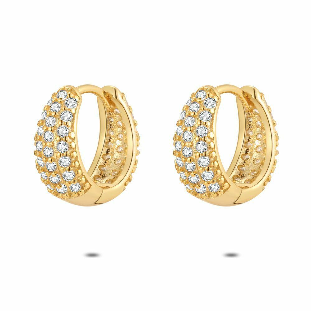 Earrings | 18Ct Gold Plated Silver Earrings, Hoop, Stones Earrings Earrings