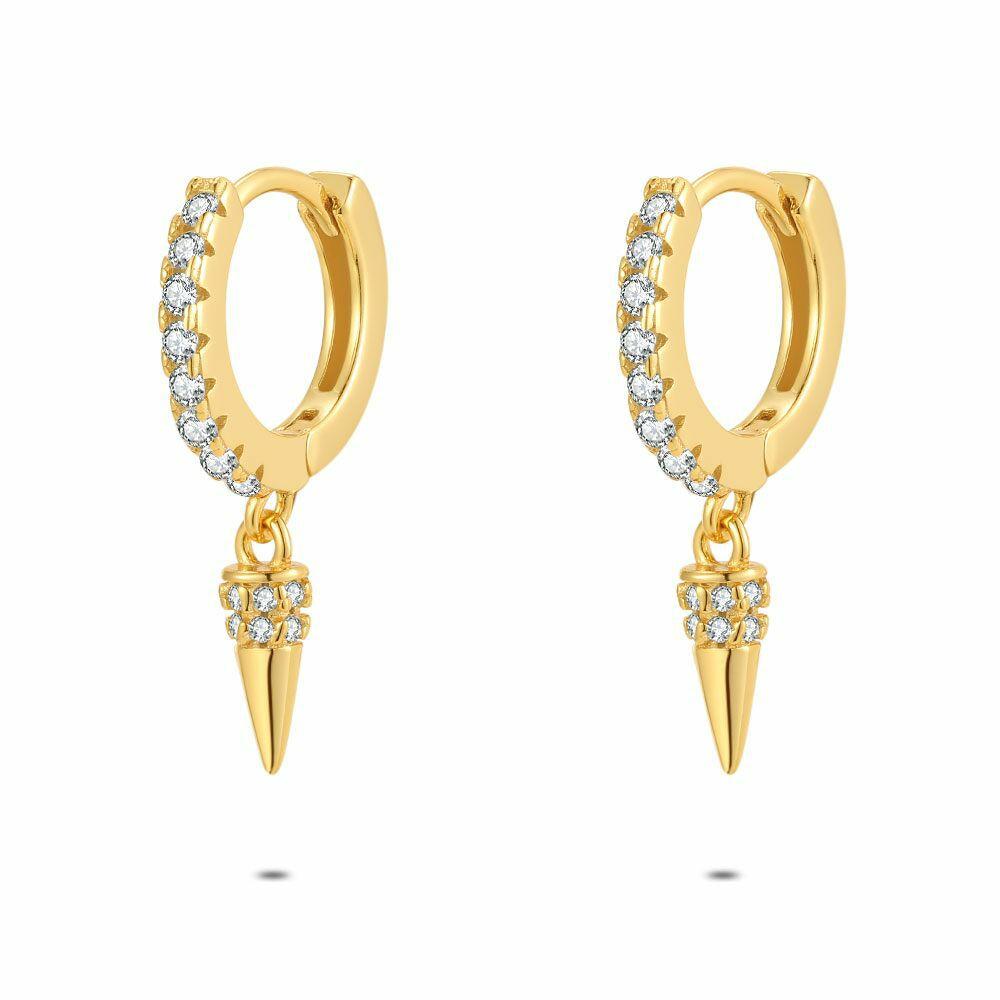 Earrings | 18Ct Gold Plated Silver Earrings, Hoop With Peak Earrings Earrings