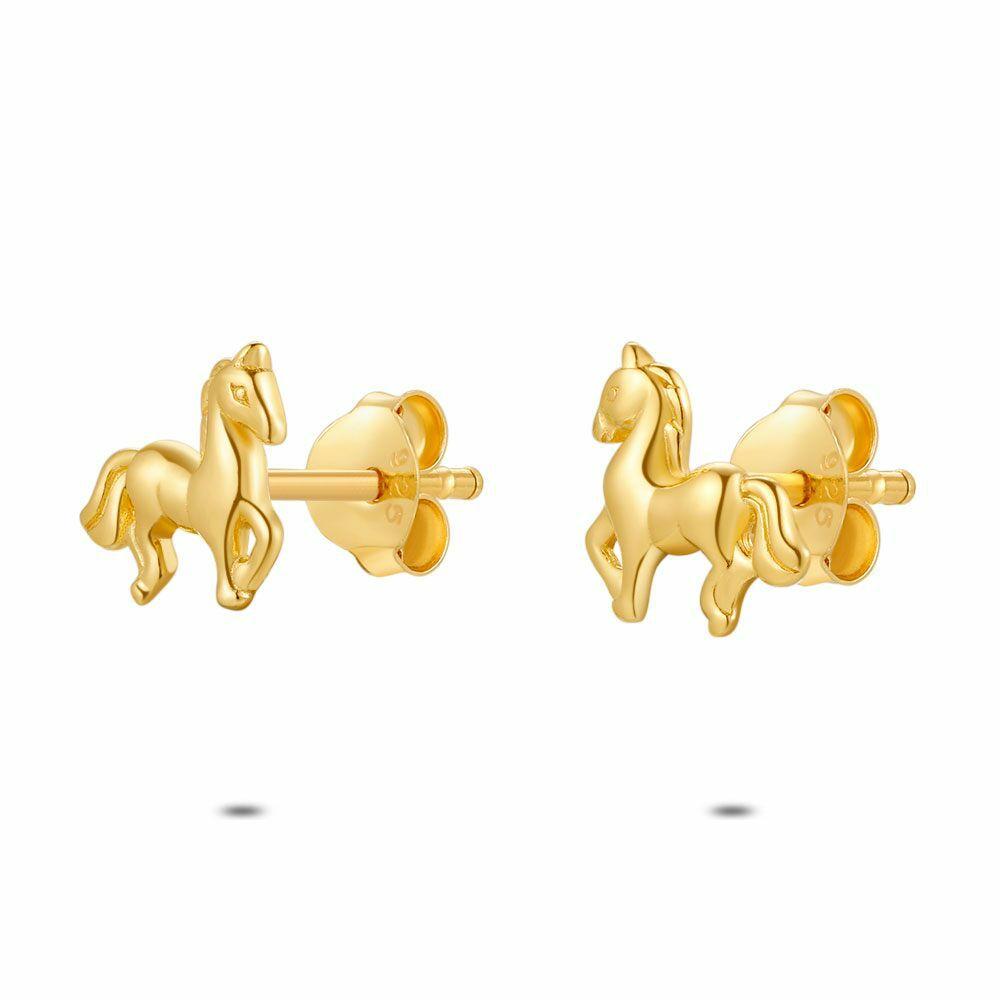 Earrings | 18Ct Gold Plated Silver Earrings, Horse Earrings Earrings