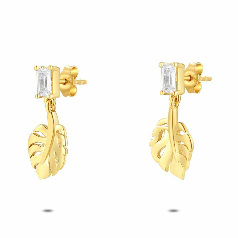 Earrings | 18Ct Gold Plated Silver Earrings, Leaf Earrings Earrings