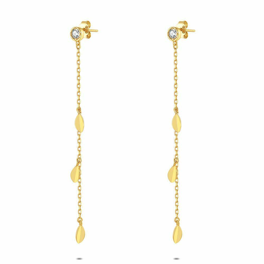 Earrings | 18Ct Gold Plated Silver Earrings, Leaves Earrings Earrings