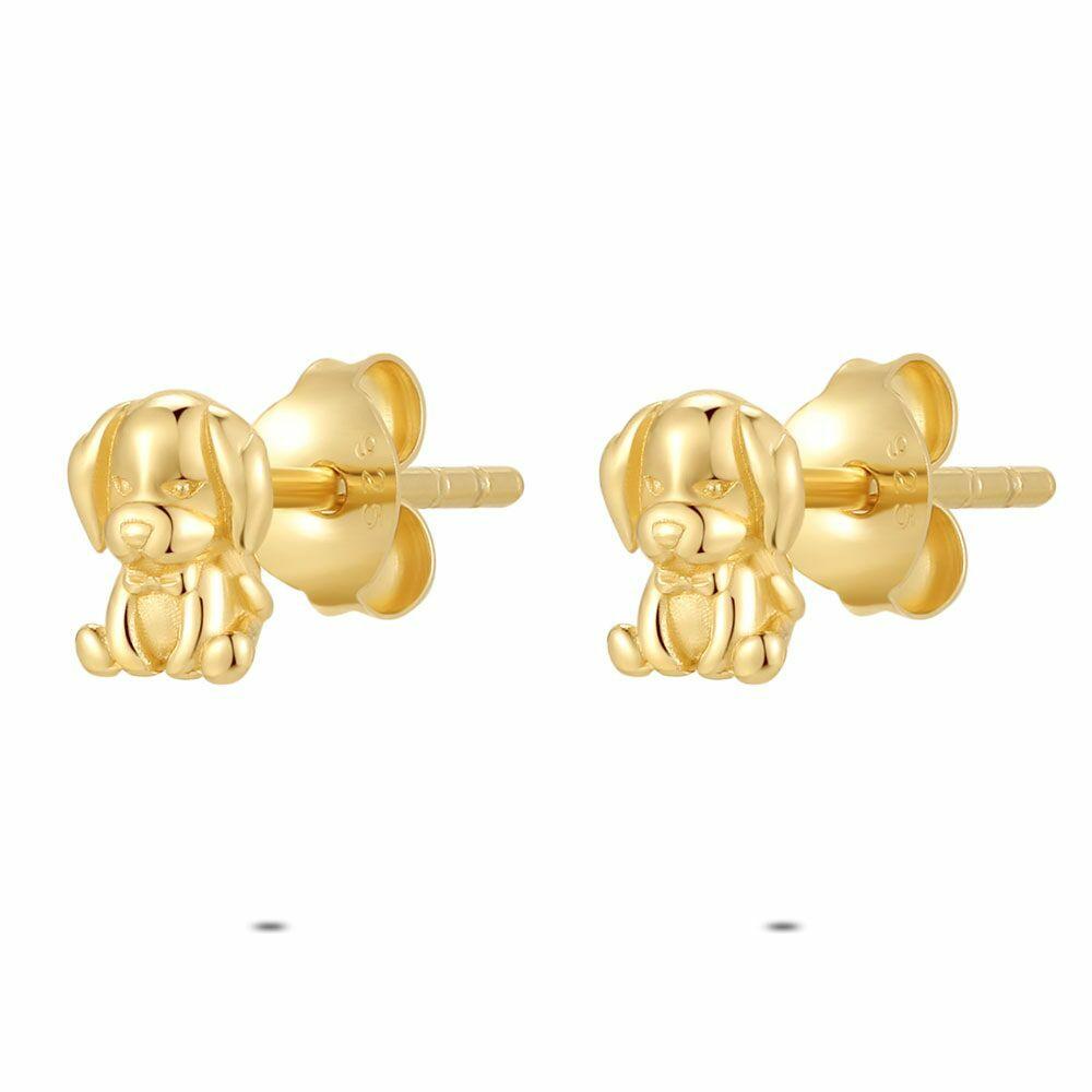 Earrings | 18Ct Gold Plated Silver Earrings, Little Dog Earrings Earrings