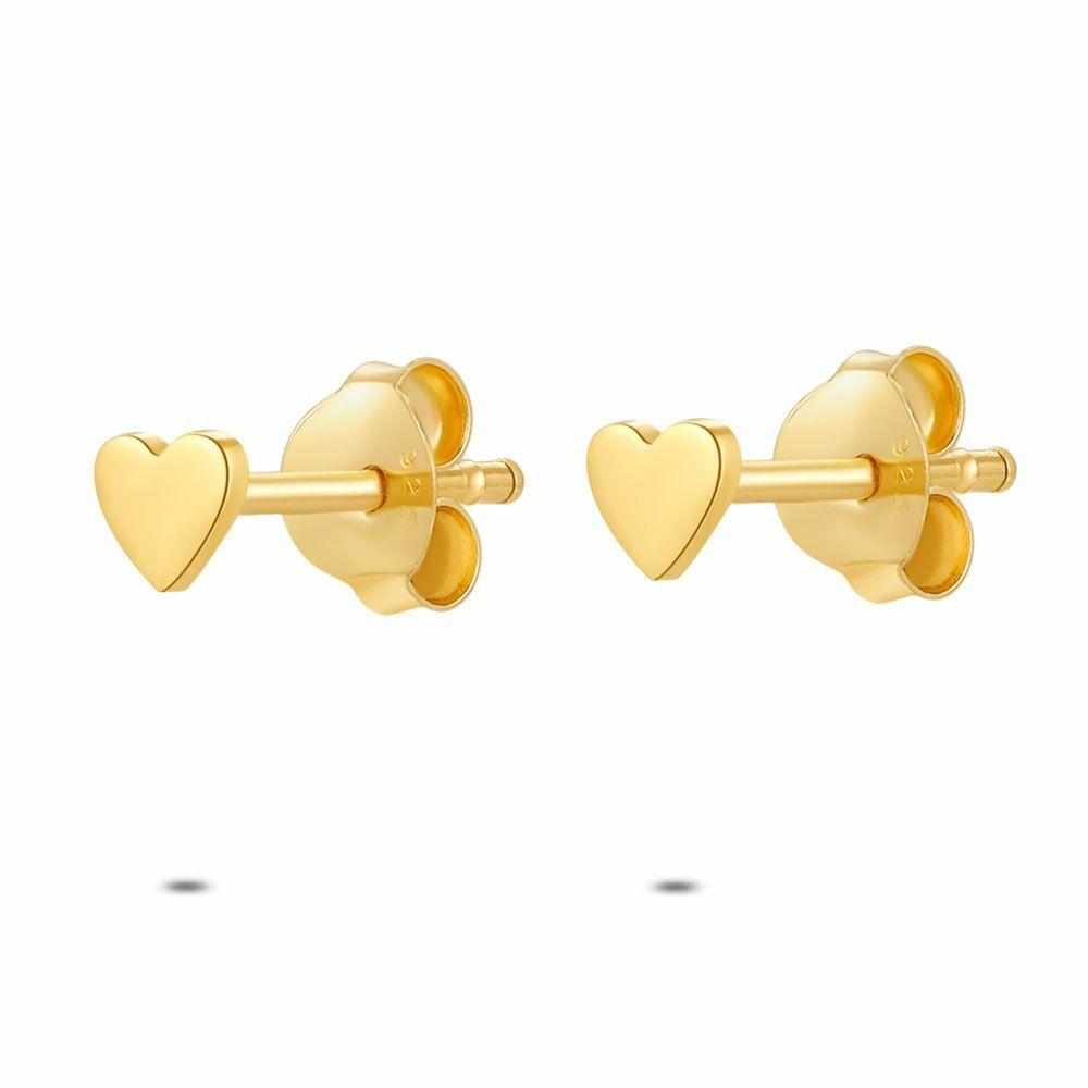 Earrings | 18Ct Gold Plated Silver Earrings, Little Heart Earrings Earrings