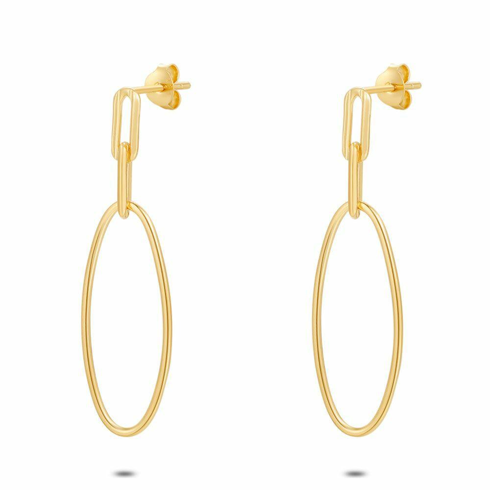 Earrings | 18Ct Gold Plated Silver Earrings, Open Ovals Earrings Earrings