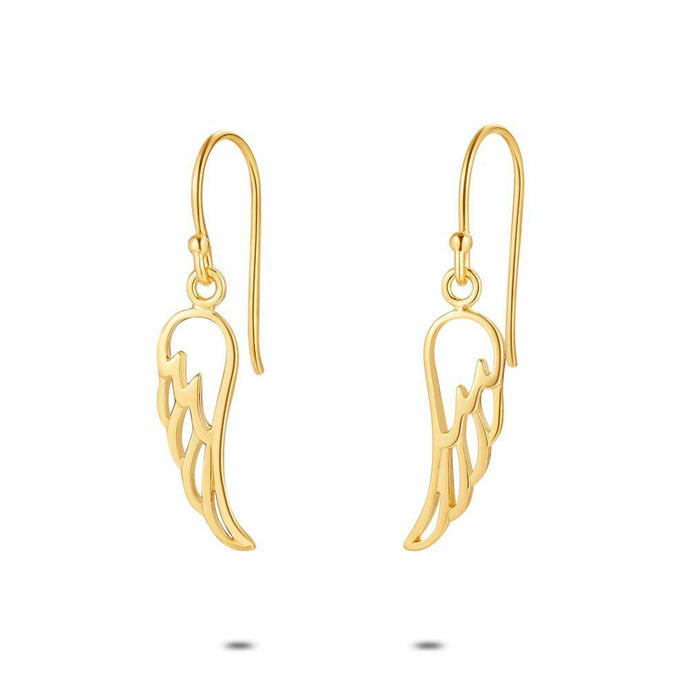 Earrings | 18Ct Gold Plated Silver Earrings, Open Wing Earrings Earrings