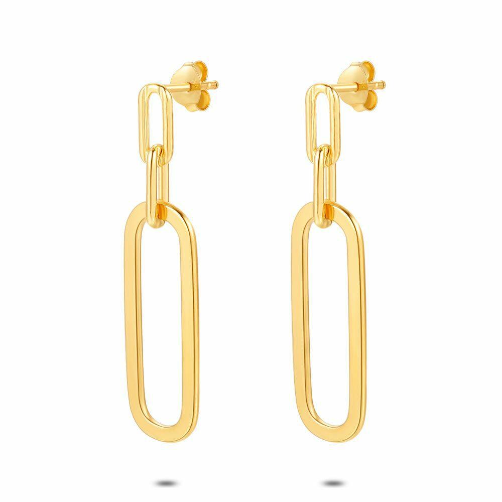 Earrings | 18Ct Gold Plated Silver Earrings, Oval Links Earrings Earrings