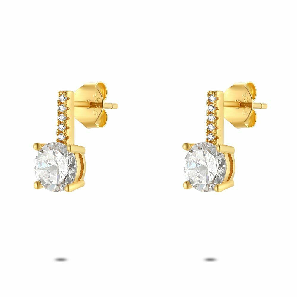 Earrings | 18Ct Gold Plated Silver Earrings, Oval Stone Earrings Earrings