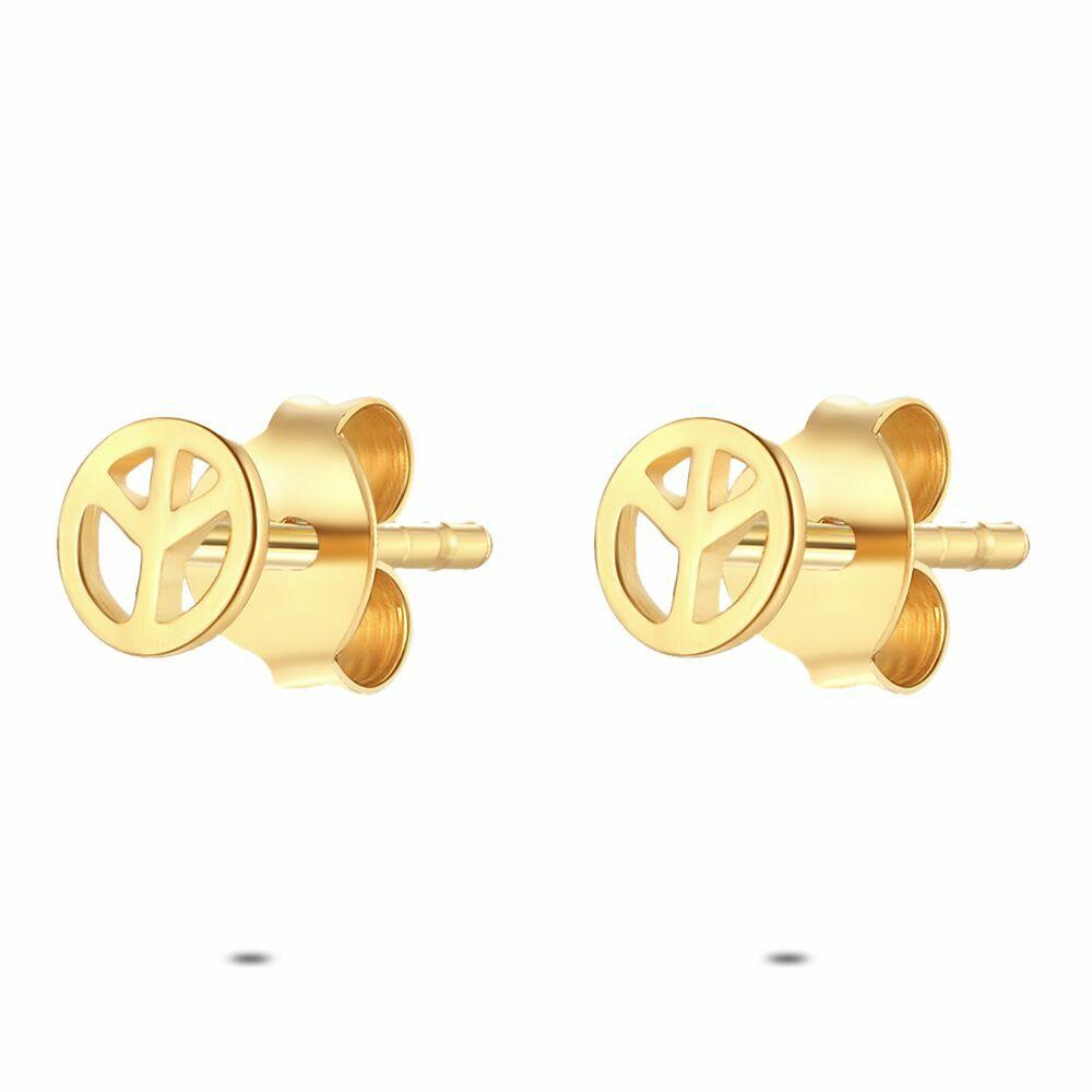 Earrings | 18Ct Gold Plated Silver Earrings, Peace Earrings Earrings