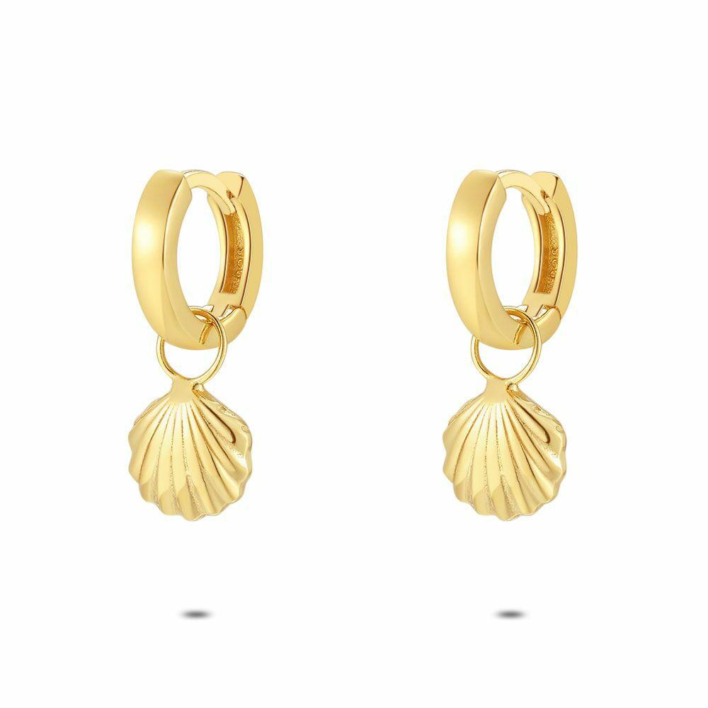 Earrings | 18Ct Gold Plated Silver Earrings, Scallop Earrings Earrings