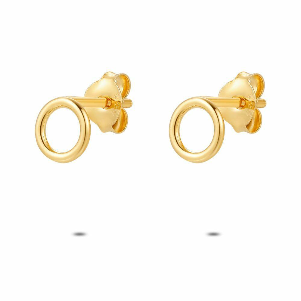 Earrings | 18Ct Gold Plated Silver Earrings, Small Circle Earrings Earrings