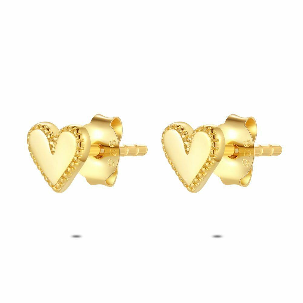 Earrings | 18Ct Gold Plated Silver Earrings, Small Heart Earrings Earrings