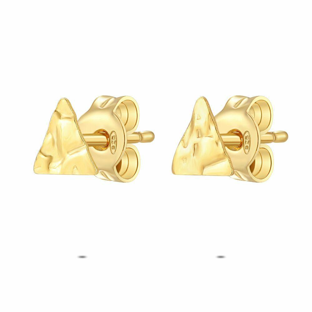 Earrings | 18Ct Gold Plated Silver Earrings, Small Triangle Earrings Earrings