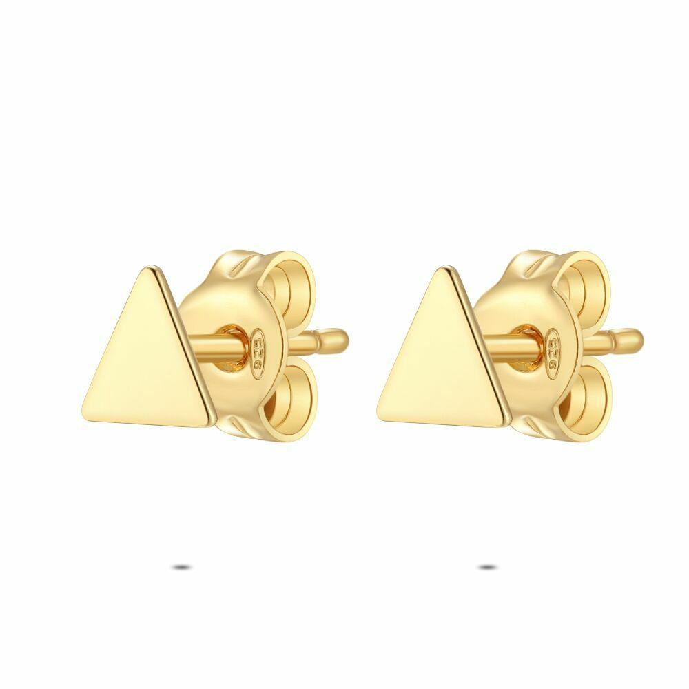 Earrings | 18Ct Gold Plated Silver Earrings, Small Triangle Earrings Earrings