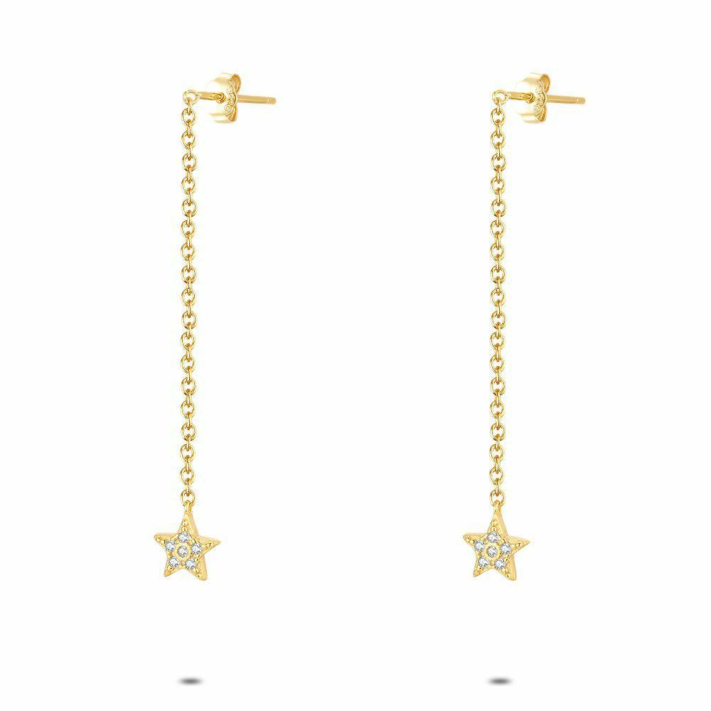 Earrings | 18Ct Gold Plated Silver Earrings, Star, Stones Earrings Earrings