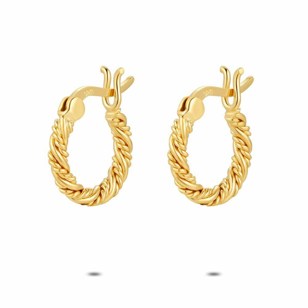 Earrings | 18Ct Gold Plated Silver Earrings, Twisted Hoop Earrings Earrings