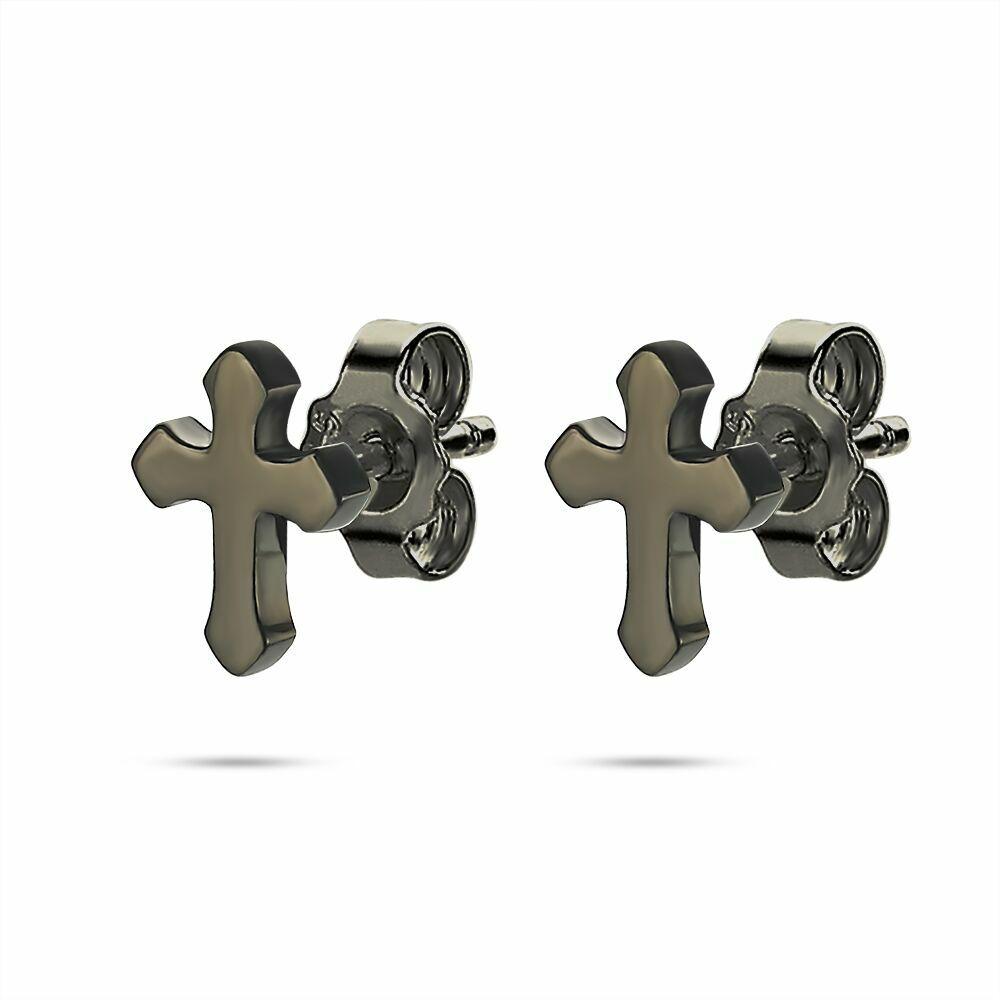 Earrings | Black Stainless Steel Earrings, Cross Earrings Earrings