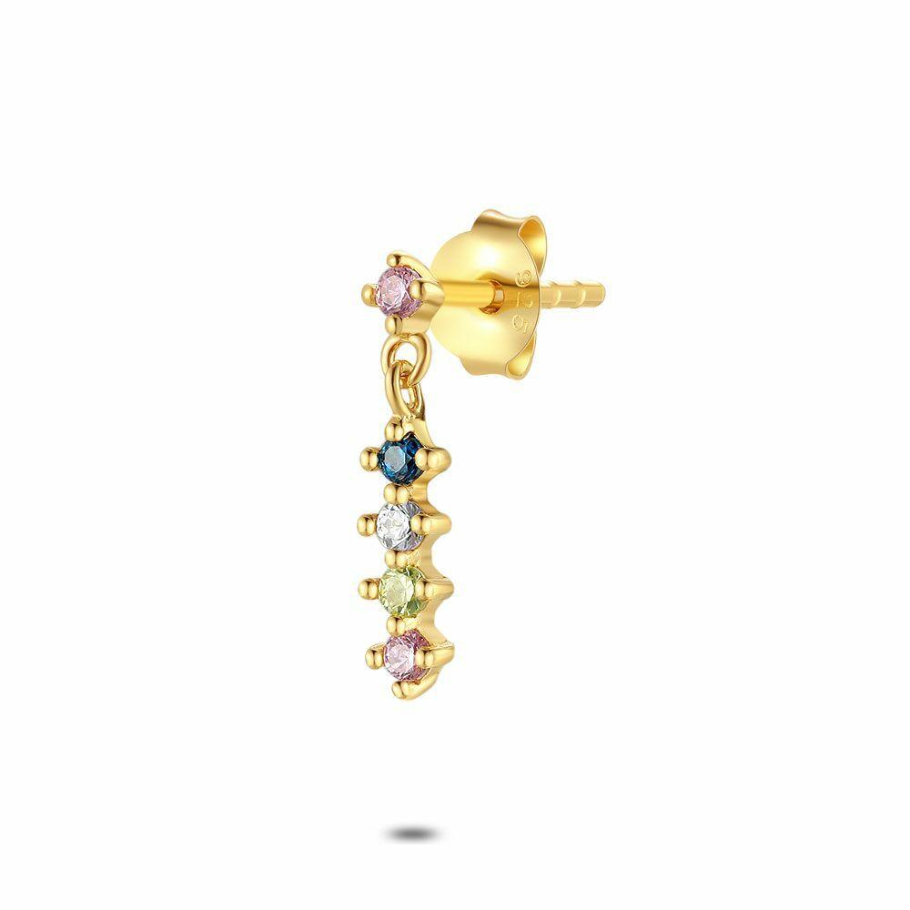 Earrings | Earring Per Piece In 18Ct Gold-Plated Silver, 5 Coloured Stones Earrings Earrings