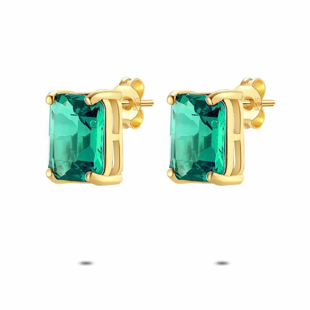 Earrings | Earrings In 18Ct Gold-Plated Silver, Green Rzirconia Earrings Earrings