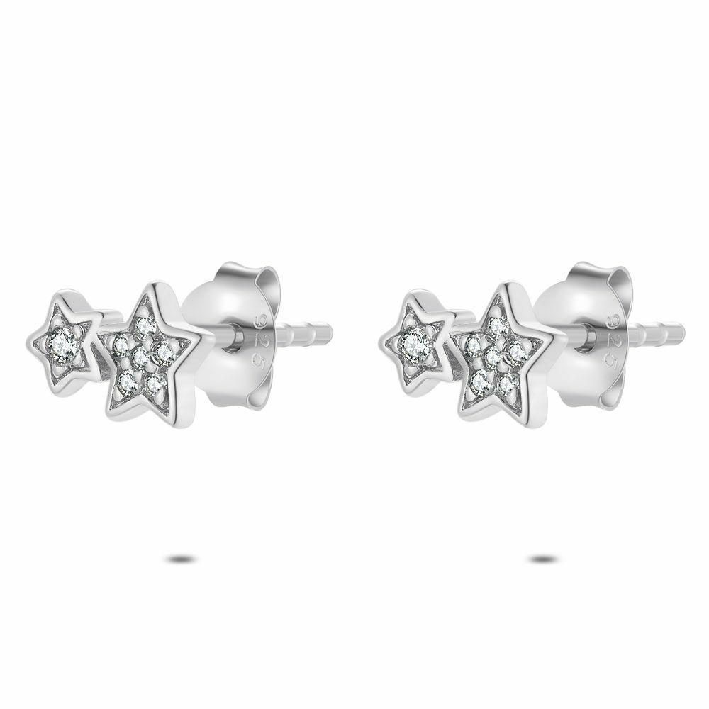 Earrings | Earrings In Silver, Large And Small Star, Zirconia Earrings Earrings