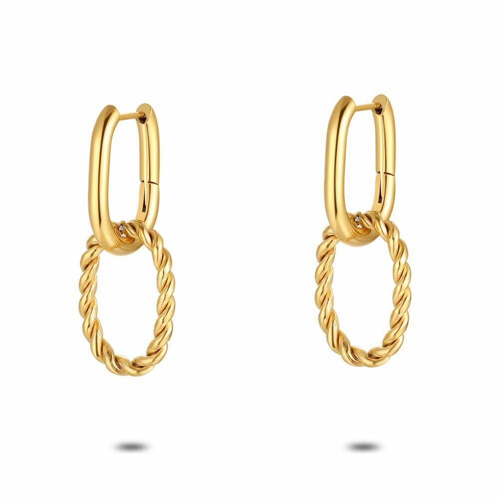 Earrings | Gold Coloured Stainless Steel Earrings, Double Oval Hoop Earring Earrings Earrings