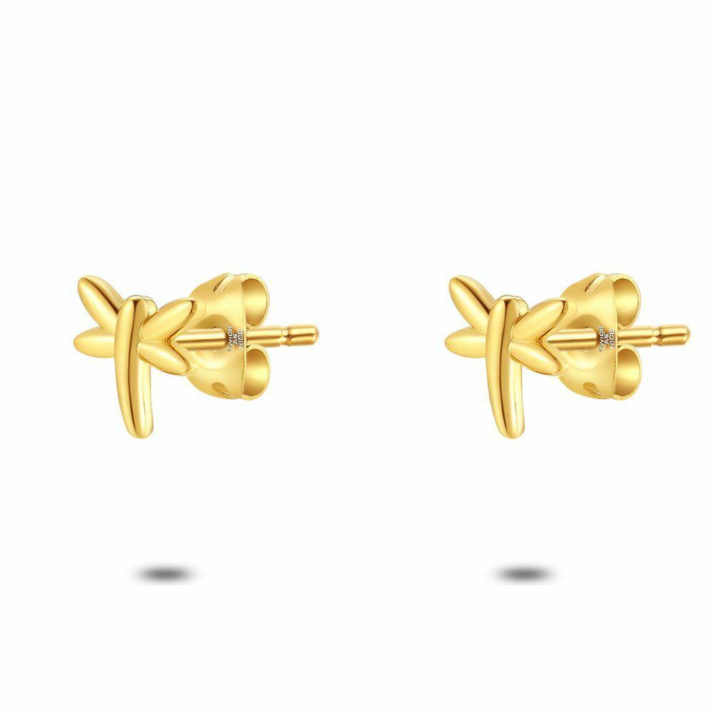 Earrings | Gold Coloured Stainless Steel Earrings, Dragonfly Earrings Earrings