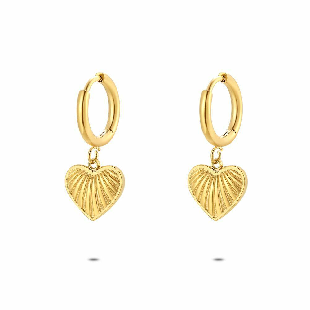 Earrings | Gold Coloured Stainless Steel Earrings, Heart Earrings Earrings