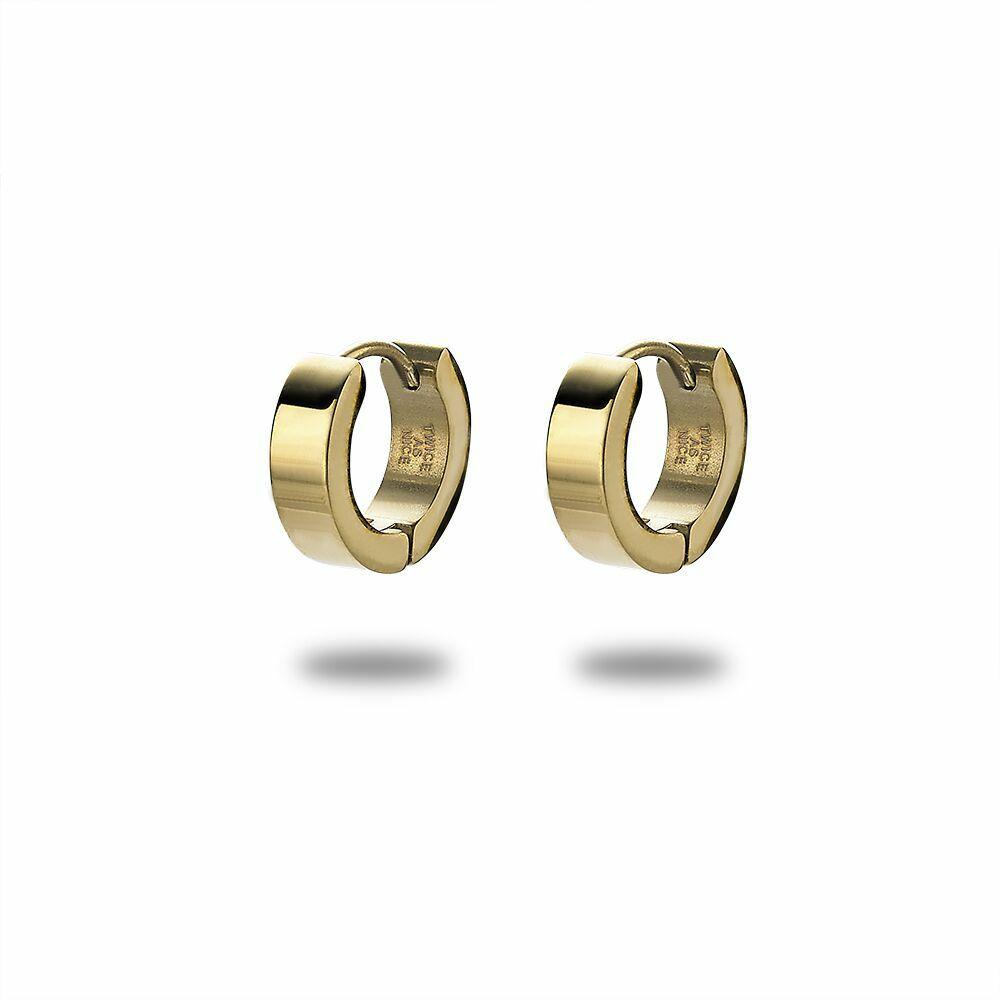 Earrings | Gold-Coloured Stainless Steel Earrings, Hoop Earring, 12 Mm Earrings Earrings