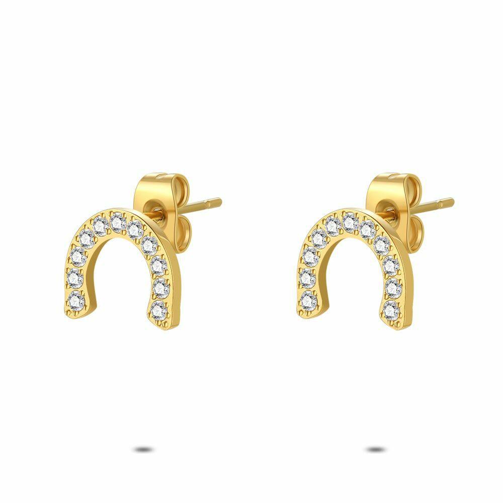 Earrings | Gold Coloured Stainless Steel Earrings, Horse Shoe Earrings Earrings