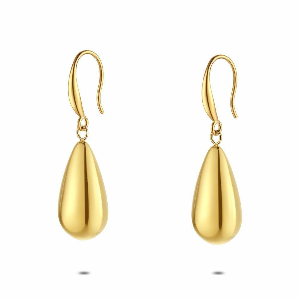 Earrings | Gold Coloured Stainless Steel Earrings, Large Drop Earrings Earrings