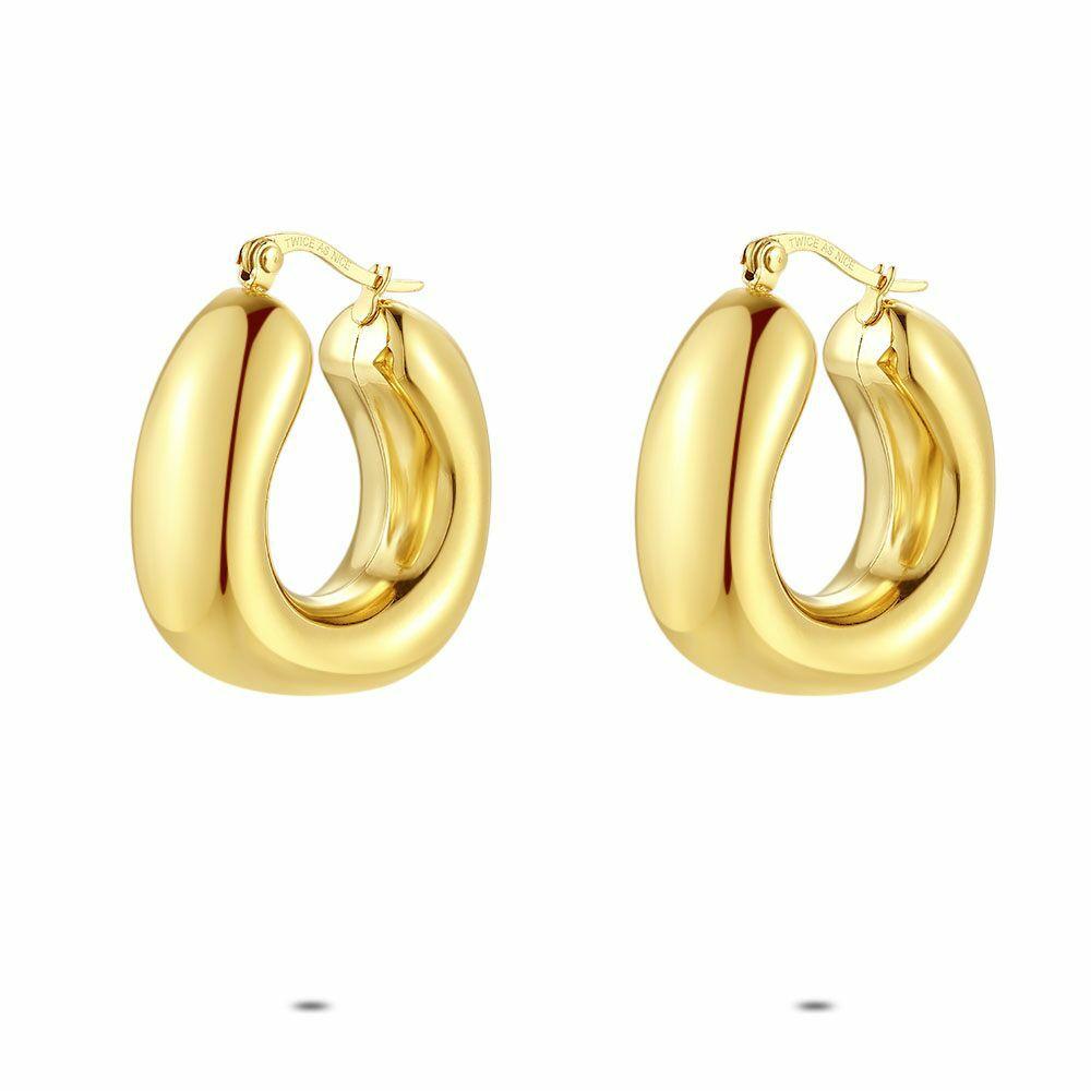 Earrings | Gold Coloured Stainless Steel Earrings, Large Hoop Earring Earrings Earrings