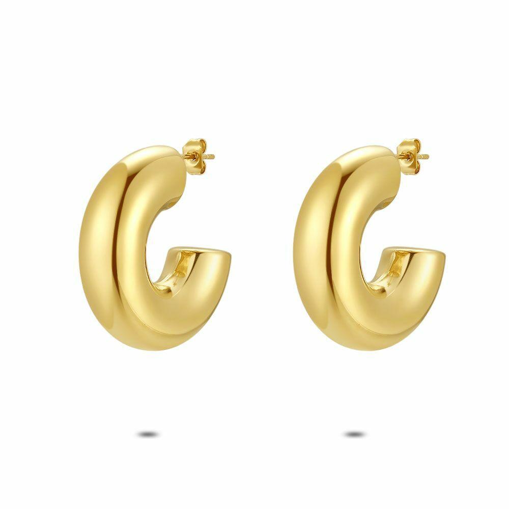 Earrings | Gold Coloured Stainless Steel Earrings, Large Hoop Earring Earrings Earrings