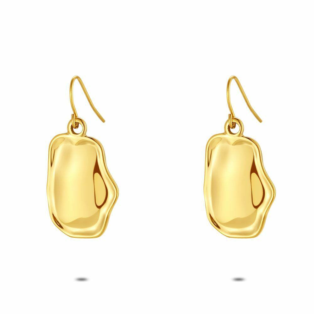 Earrings | Gold Coloured Stainless Steel Earrings, Oval On Hook Earrings Earrings