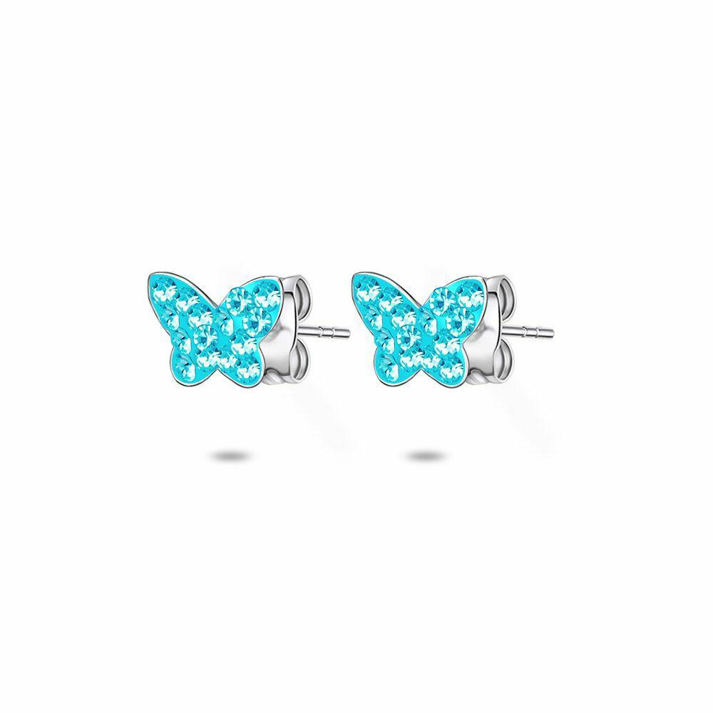 Earrings | Silver Earrings, Light Blue Butterfly Earrings Earrings