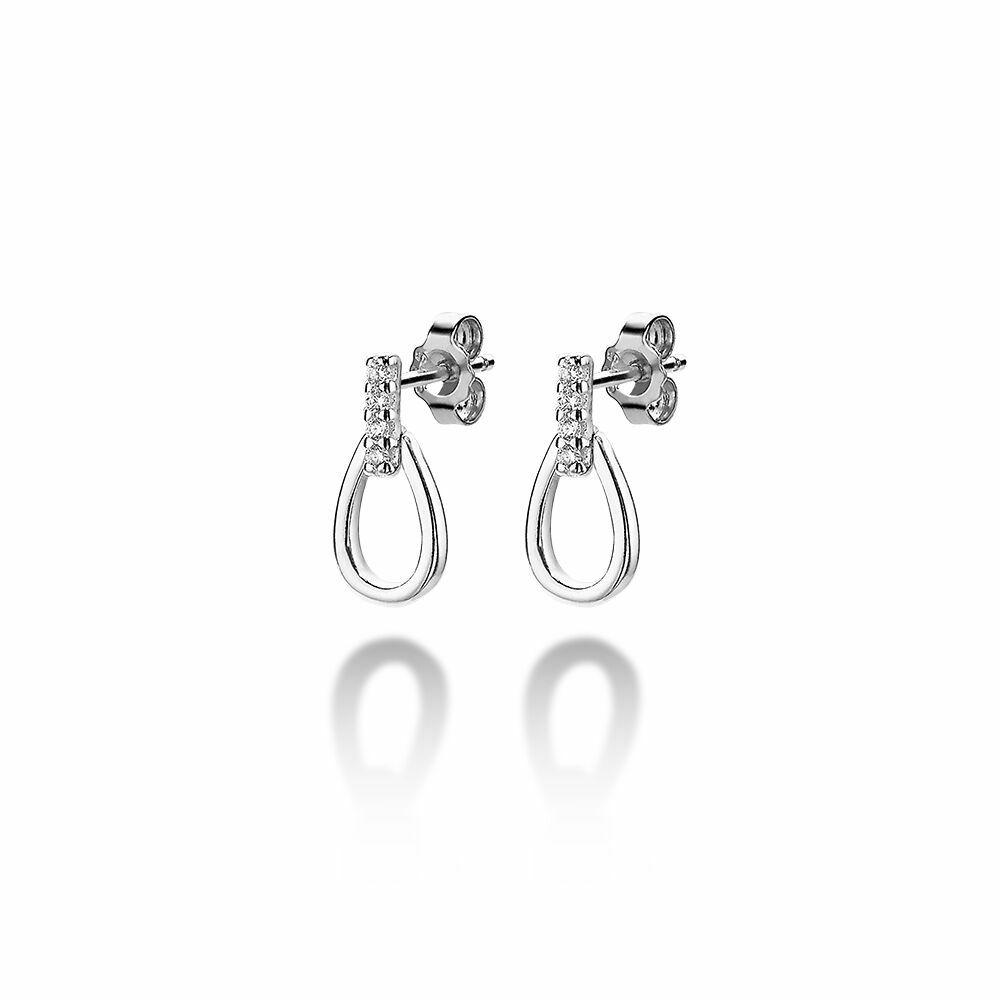 Earrings | Silver Earrings, Open Drop And Zirconia Earrings Earrings