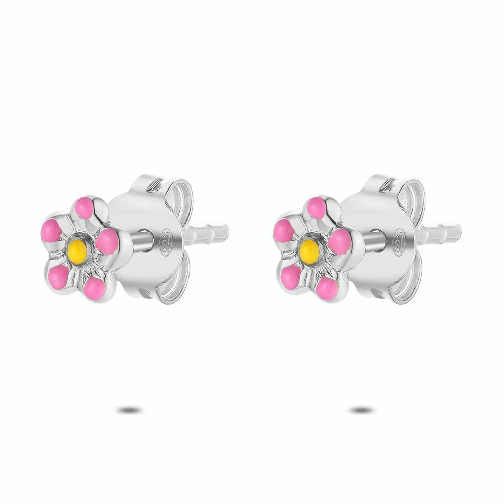 Earrings | Silver Earrings, Pink And Yellow Flower Earrings Earrings