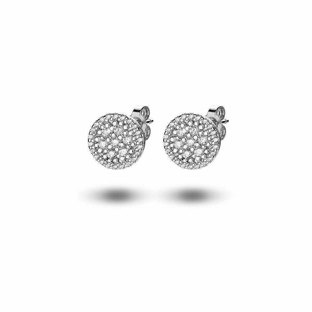 Earrings | Silver Earrings, Round With Zirconia Earrings Earrings