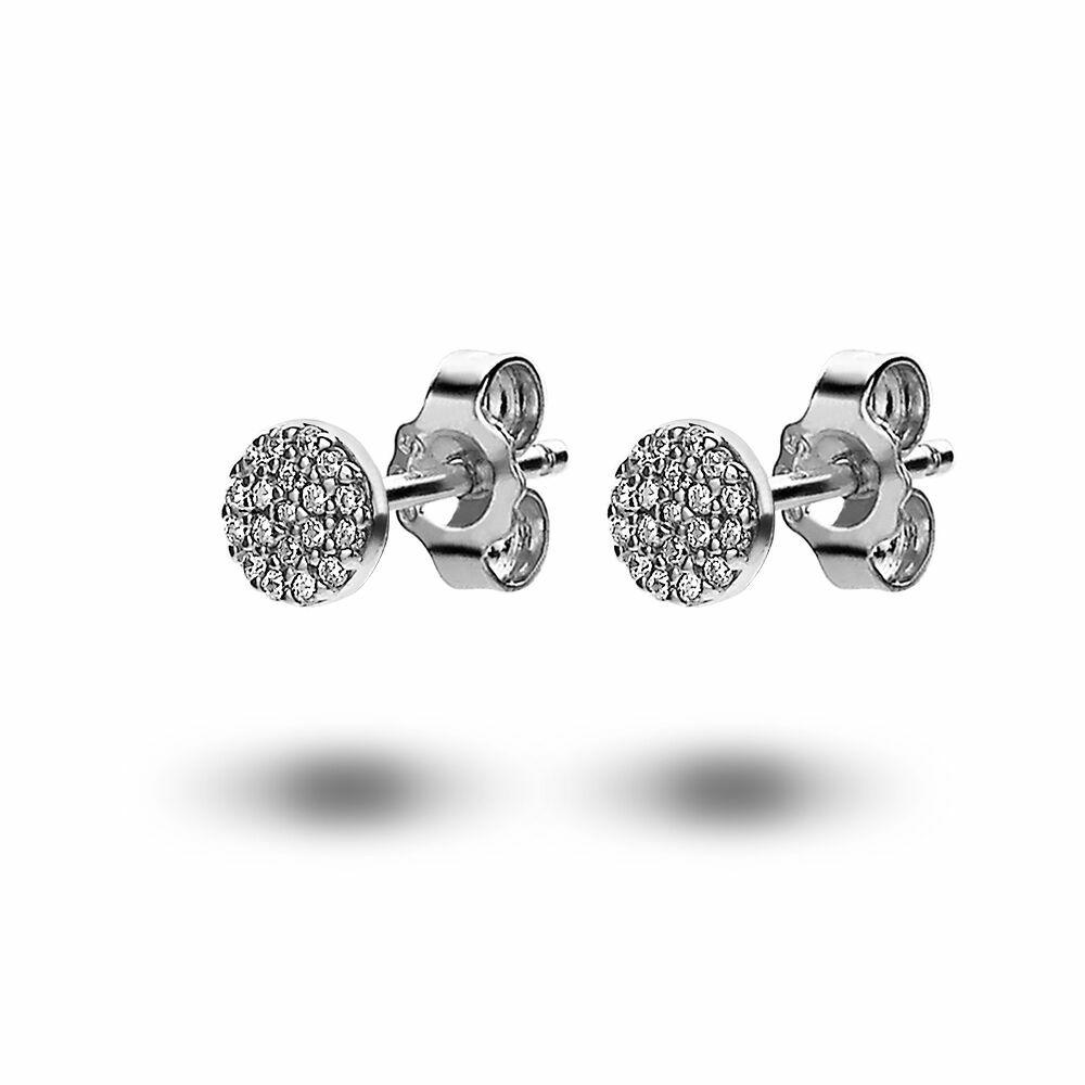 Earrings | Silver Earrings, Small Round With Zirconia Earrings Earrings