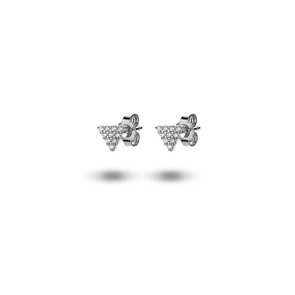 Earrings | Silver Earrings, Small Triangle With Zirconia Earrings Earrings