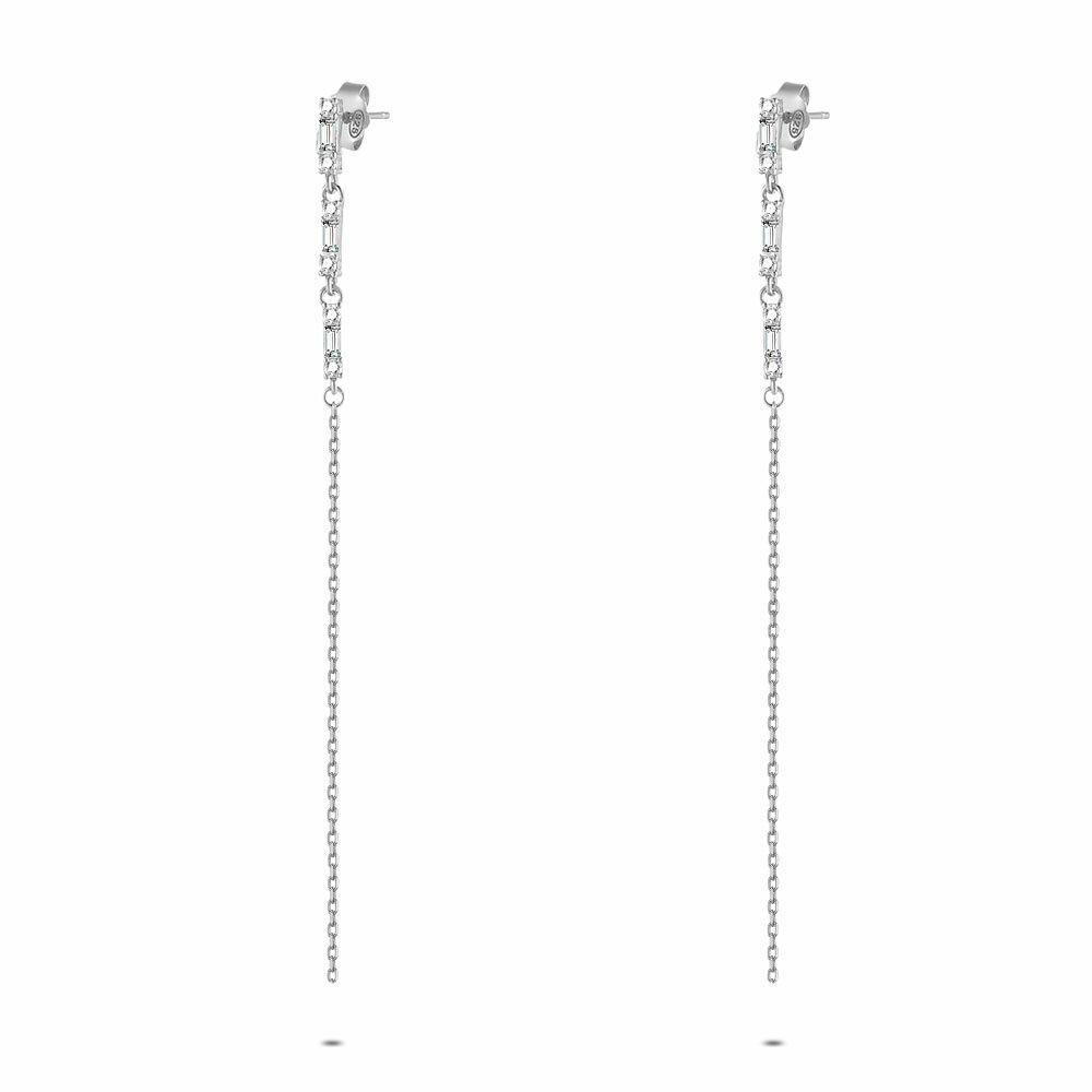 Earrings | Silver Earrings, Zirconia And Chain Earrings Earrings