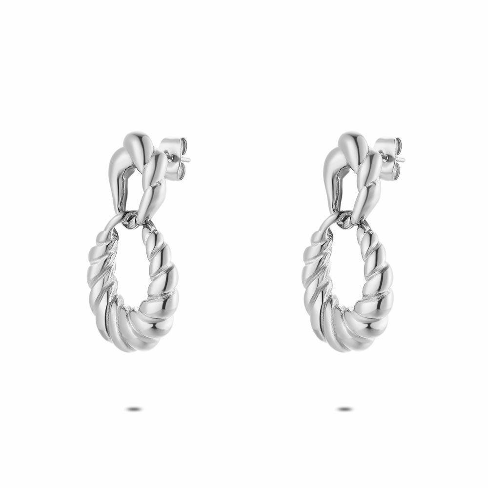 Earrings | Stainless Steel Earrings, 2 Twisted Drops Earrings Earrings